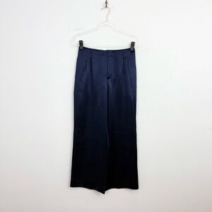 Lauren Ralph Lauren Navy Silk Wide Leg Pants Size 6 High Rise